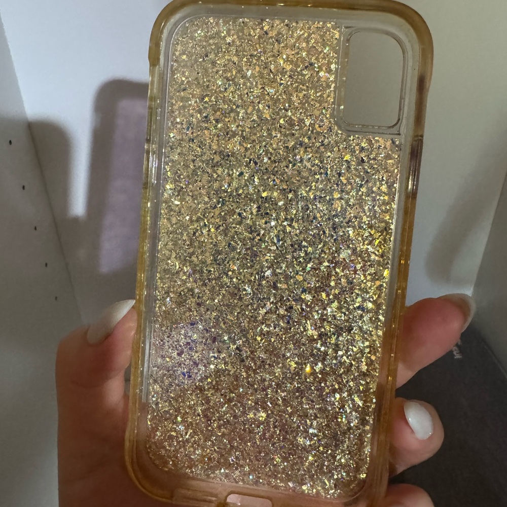 Gold Glitter iPhone XR Case with Protective Bumper